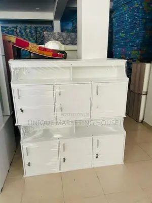 MODERN 4FT WHITE MELAMINE R/M PANTRY CUPBOARD