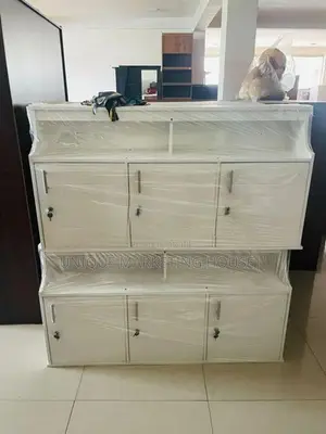 MODERN 4FT WHITE MELAMINE R/M PANTRY CUPBOARD