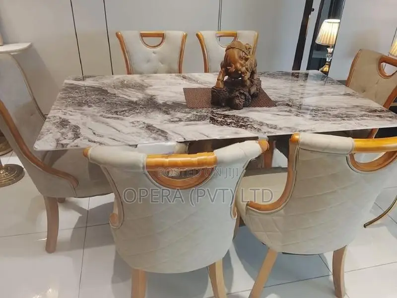 Luxury special granite 6 chair table set