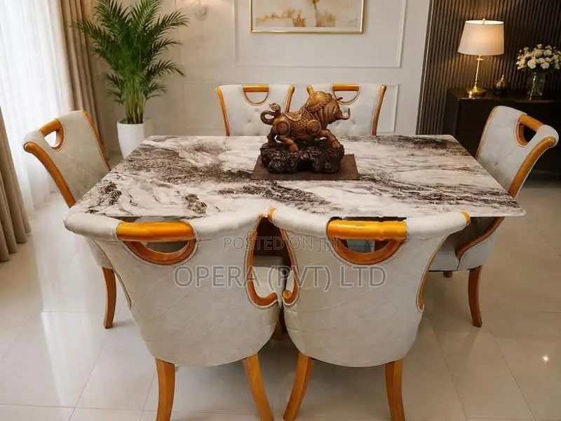 Luxury special granite 6 chair table set