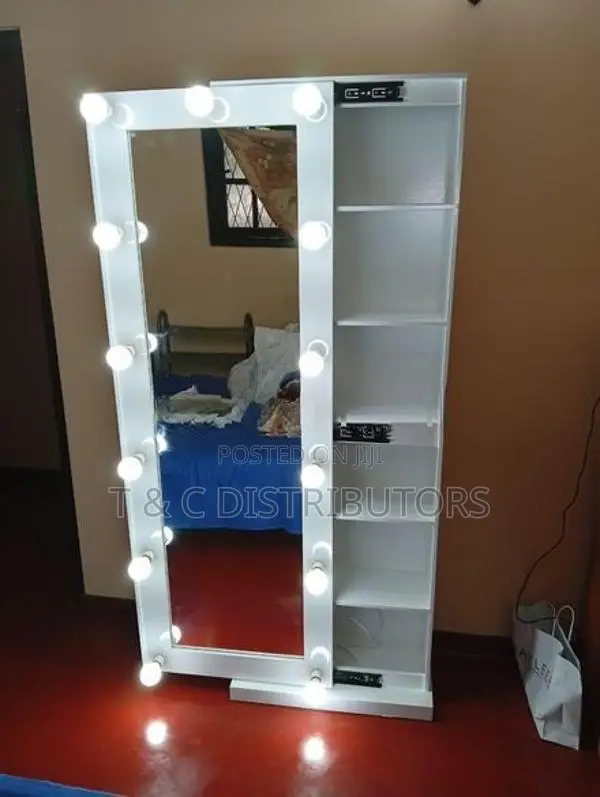 White Sliding Box Mirror