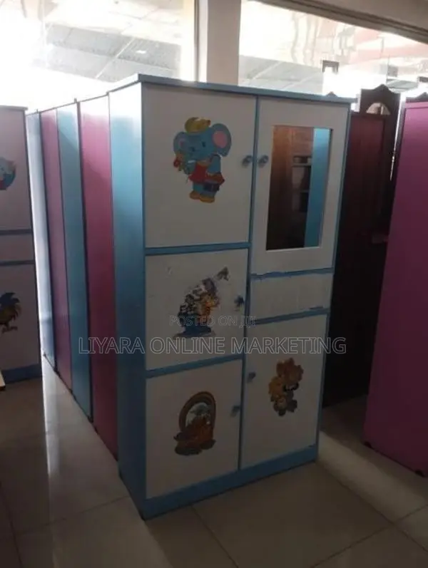 New pink and blue color Melamine baby cupboard @Glass