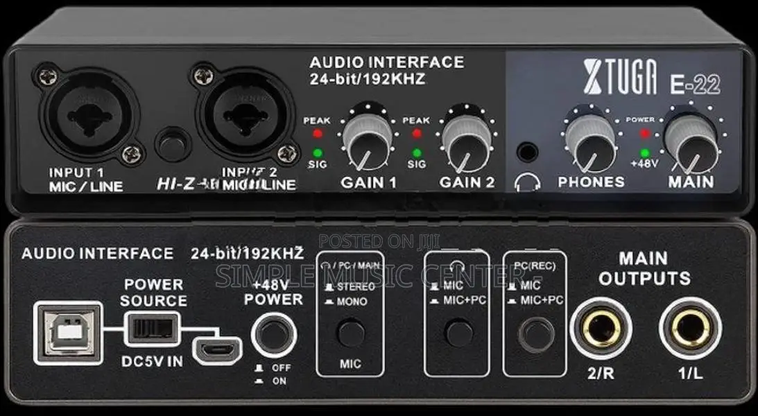 XTUGA E22 Professional 2-Channel USB Audio Interface Sound Card