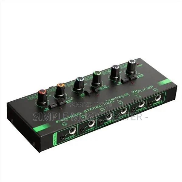 Compact Metal 6-Channel Stereo Headphone Amplifier With Audio Splitter