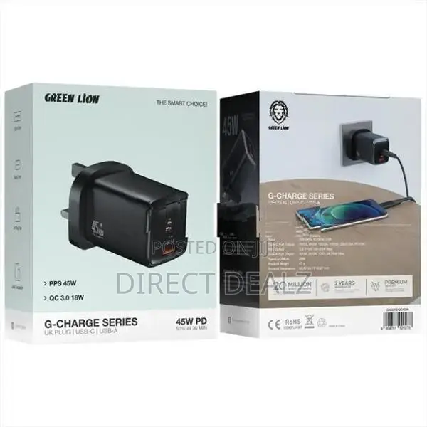 Green Lion G-Charge Series 45W Dual Port Wall Charger