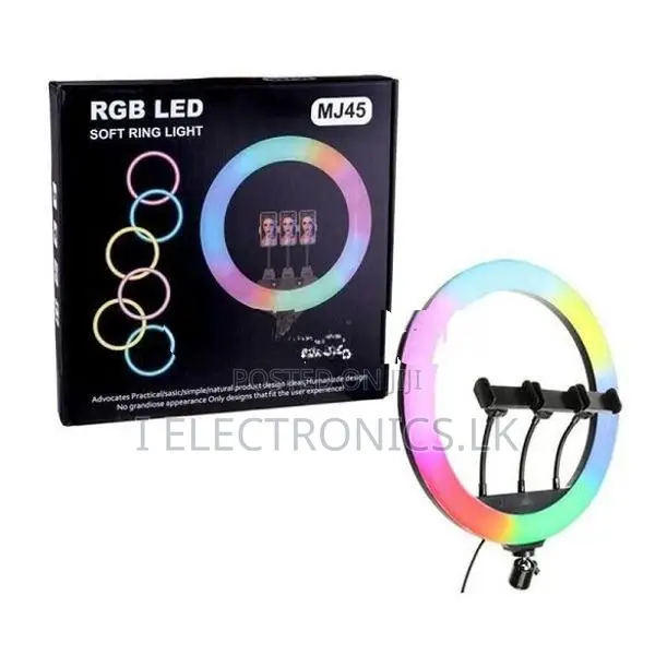 RGB Soft LED Ring Light 18 Inch MJ45 with 3 Phone Holder