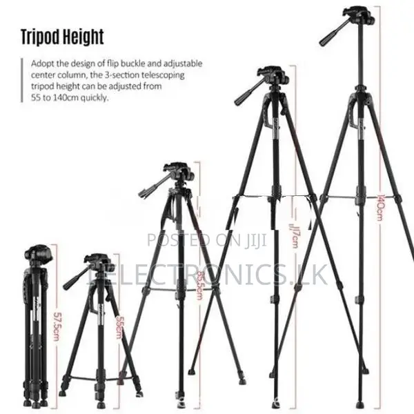 WT-3520 Tripod Pro Smartphone/DSLR Cameras Aluminum Alloy 3 Way