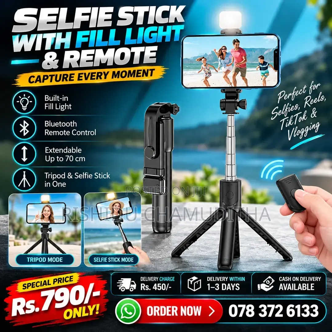 Selfie Stick With Fill Light & Remote