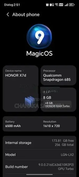 Honor x7d 4G 8/256 (Used)