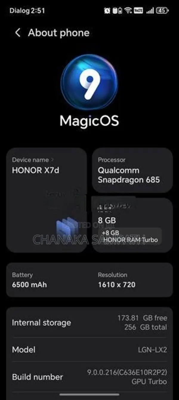 Honor x7d 4G 8/256 (Used)