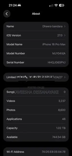 Apple iPhone 18 Pro Max (Used)
