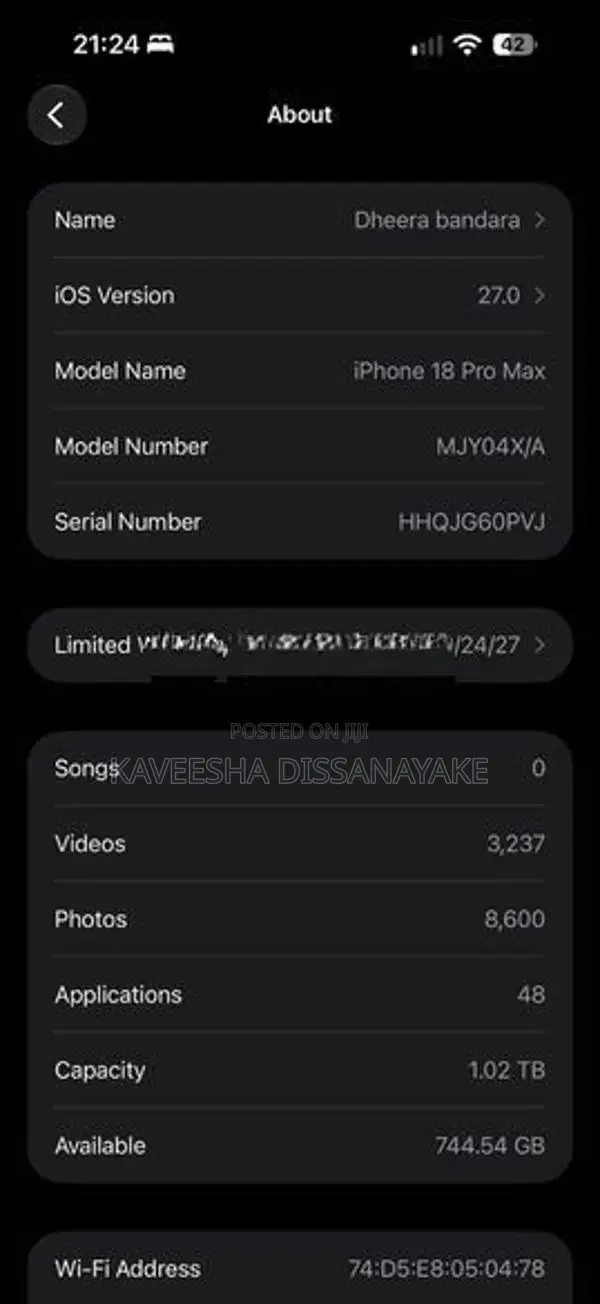 Apple iPhone 18 Pro Max (Used)