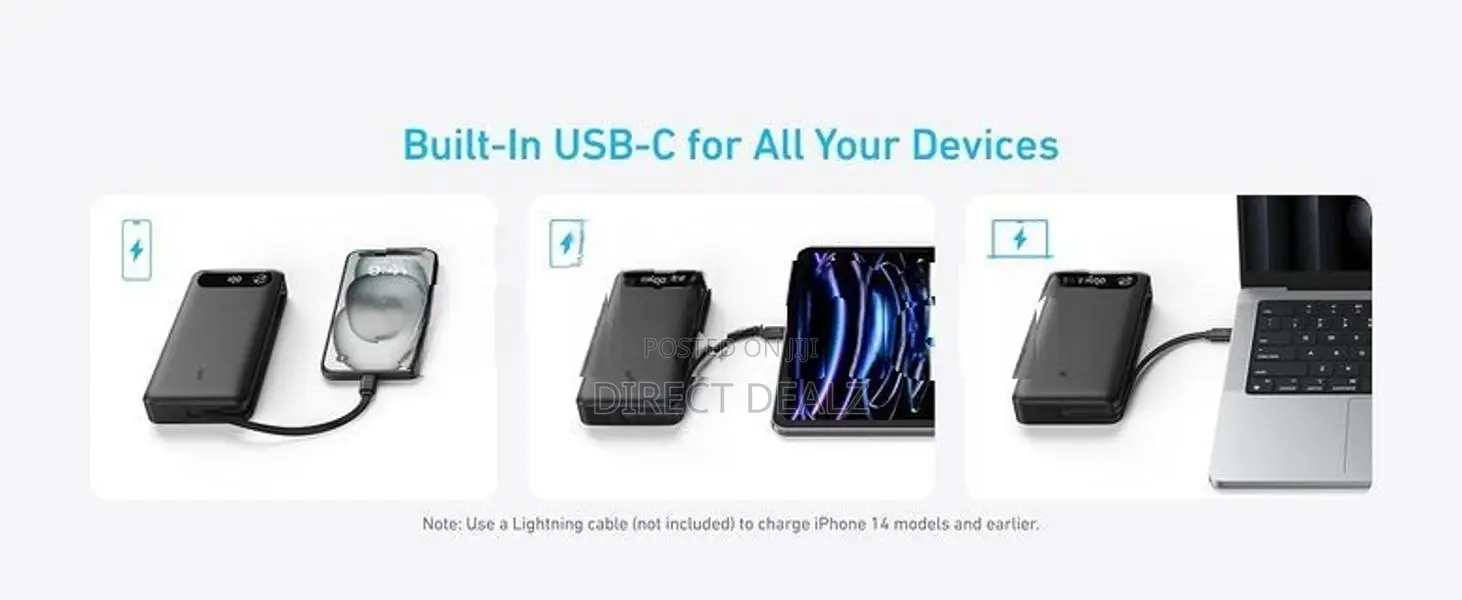 Anker 87W 20000 Power Bank with Built-In USB-C Cable A1383H11