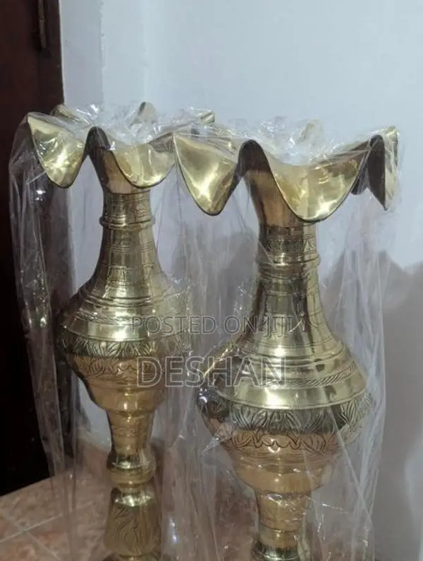 Grand 30-Inch Heavy Solid Brass Floor Vases