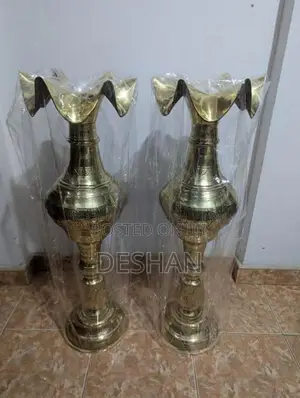 Grand 30-Inch Heavy Solid Brass Floor Vases