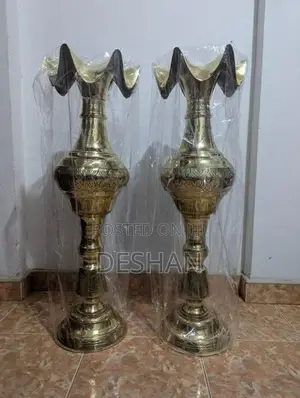 Grand 30-Inch Heavy Solid Brass Floor Vases
