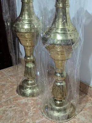 Grand 30-Inch Heavy Solid Brass Floor Vases