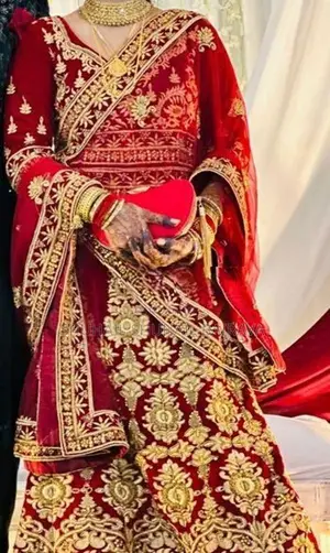 Luxury Bridal Lehenga Dress With Complete Jewellery Set For Worn Once