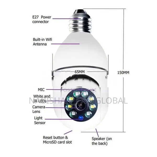 360° E27 Bulb WiFi Camera