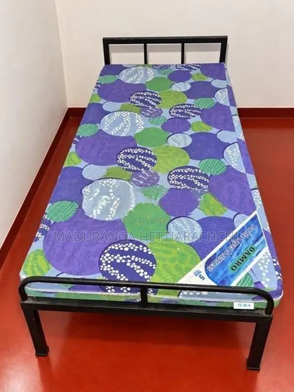 Single Steel Bed 6ft X 3ft With Damro Double Layer Mattress