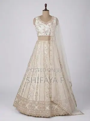 Ivory Net Lehenga Set With Pastel Pink Floral Sequin Embroidery