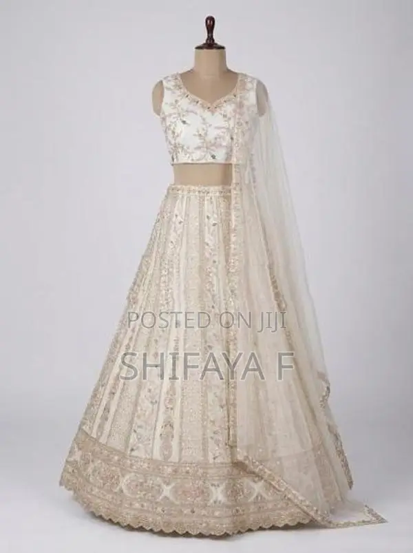 Ivory Net Lehenga Set With Pastel Pink Floral Sequin Embroidery