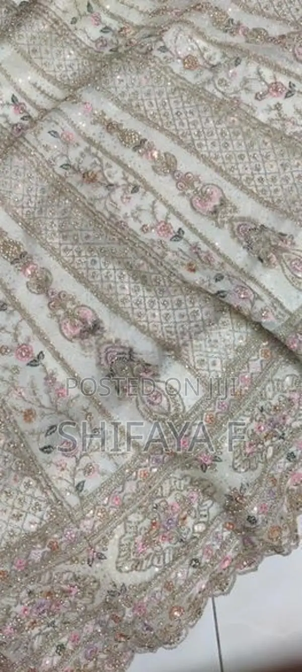 Ivory Net Lehenga Set With Pastel Pink Floral Sequin Embroidery